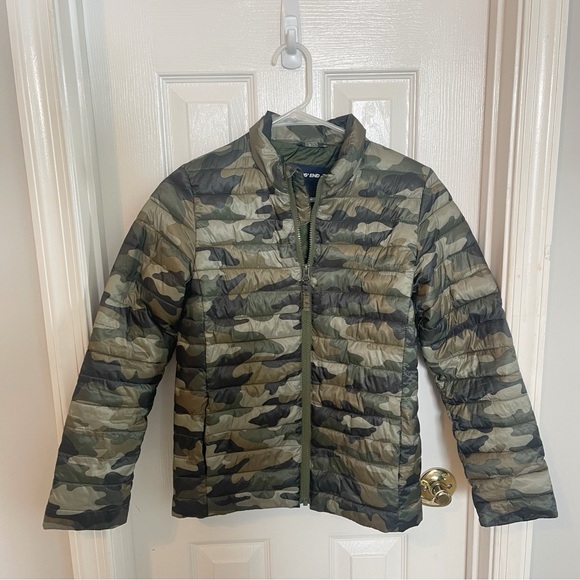 Lands’ End Camo Print Primaloft Puffer Jacket Packable Green - Picture 1 of 3
